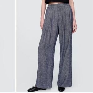 Gap High Waisted Denim Blue 365 Linen Blend Pants NWT 14 Women's